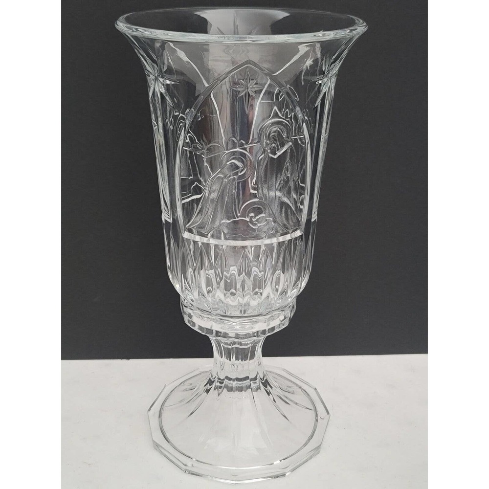 2 Pc Nativity Christmas Hurricane Candle Holder